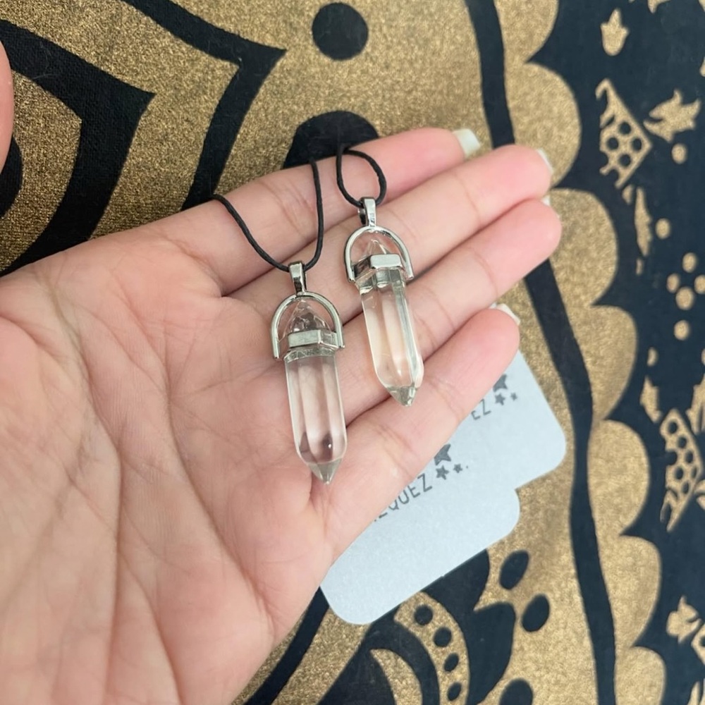 Energy Silver Crystal Quartz Pendant Necklace